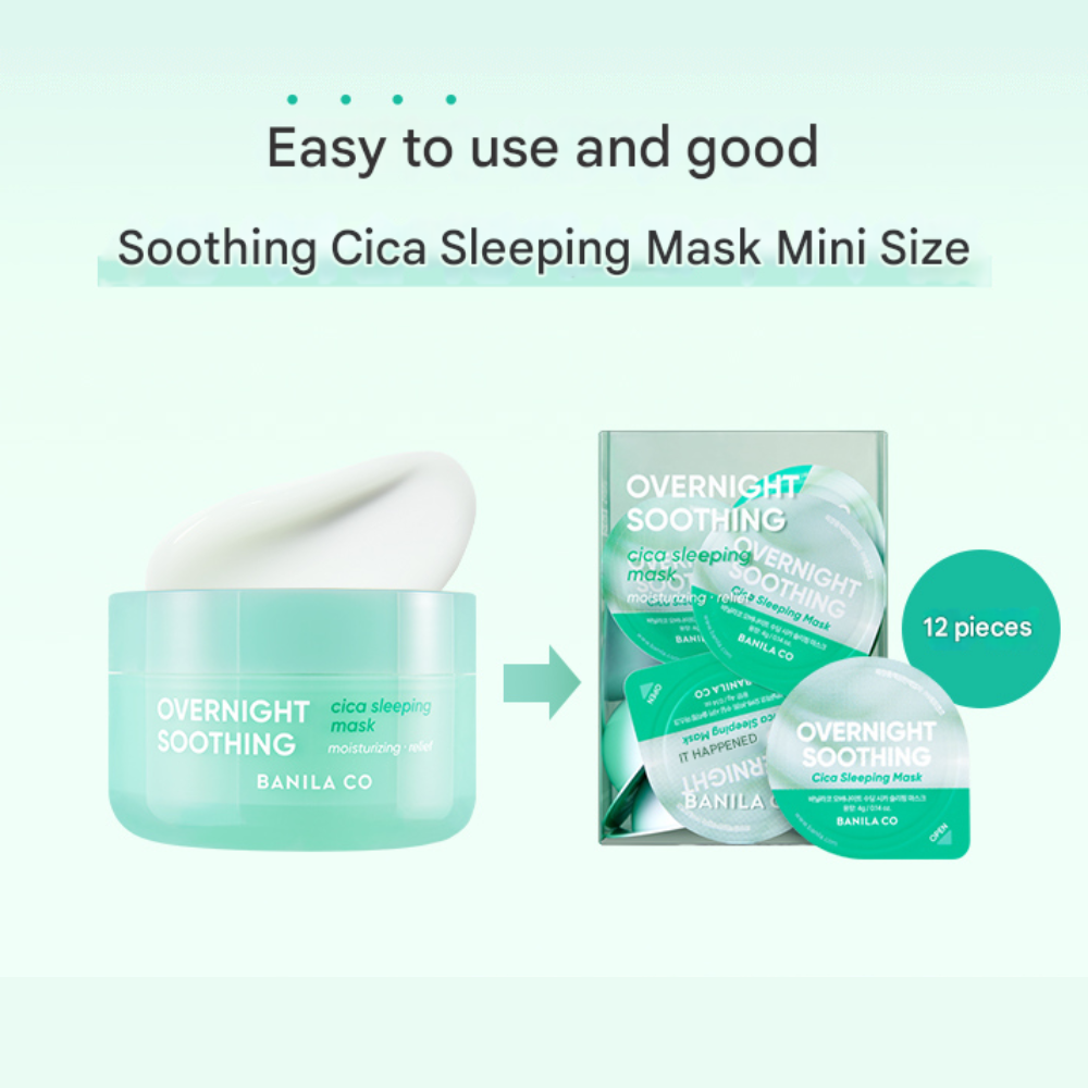 [BANILA CO] Overnight Cica Sleeping Mask Travel Kit (4g x 12ea) | Calming Barrier Repair Mini