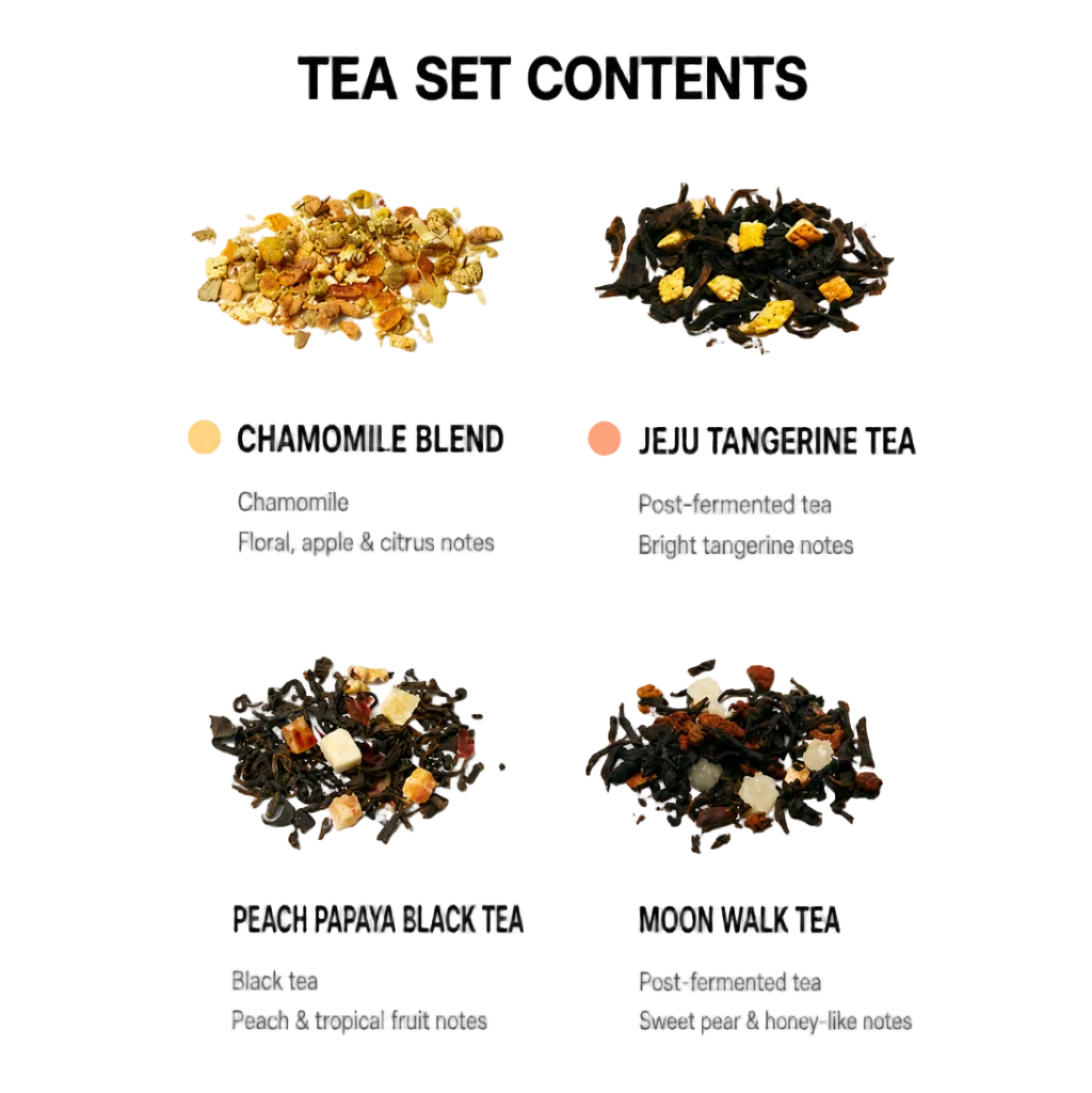 [OSULLOC] Lovely Tea Box 12ea | Jeju Premium Green, Black & Blended Tea Gift Set