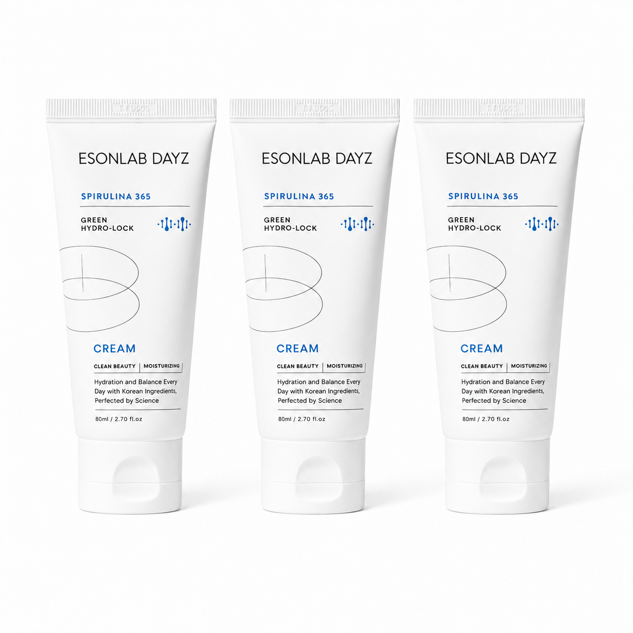 [Esonlab Dayz] Spirul365 Green Hydro-Lock Cream 80ml × 3 | Rice Bran Water & Spirulina Moisture Cream