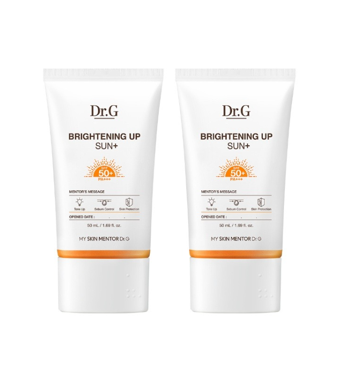 [Dr.G] Brightening Up Sun Plus 50mL (1+1 set) | 5-Layer UV Defense, Peach Tone-Up Matte, Oil-Control