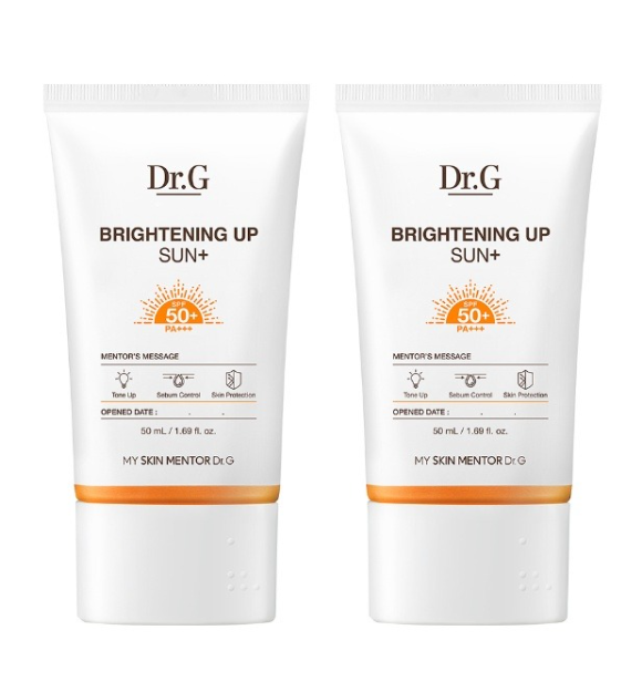 [Dr.G] Brightening Up Sun Plus 50mL (1+1 set) | 5-Layer UV Defense, Peach Tone-Up Matte, Oil-Control