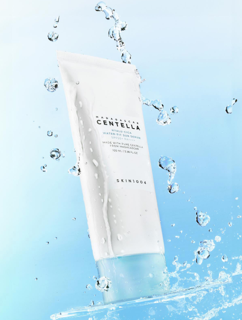 [Skin1004] Madagascar Centella Hyalu-Cica Water-Fit Sun Serum SPF50+ PA++++ (100 ml)| Dewy, Weightless Protection
